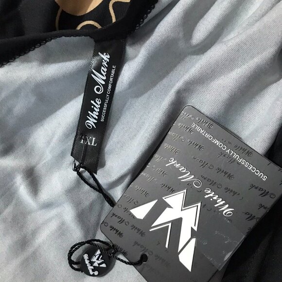 WHITE MARK 3/4 Sleeve Asymmetrical Black Printed Tunic NWT 1XL - Picture 7 of 8